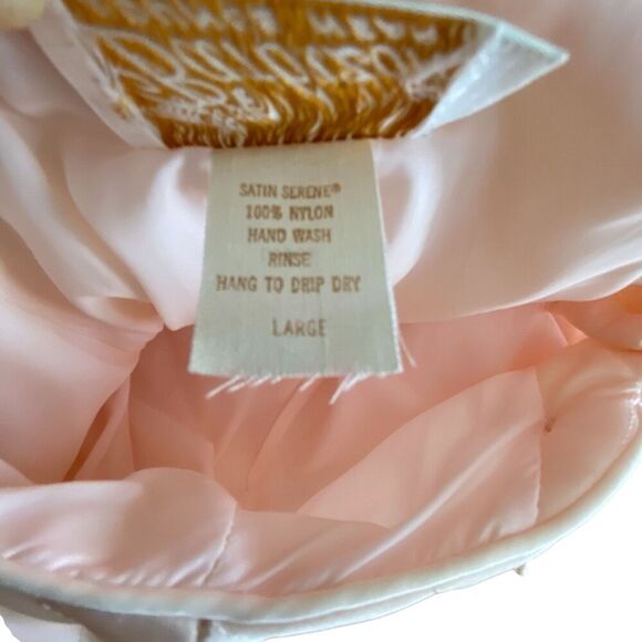 Vintage Barbizon Robe Womens Large Quilted Satin Nylon Housecoat Pockets 60s - Picture 8 of 8